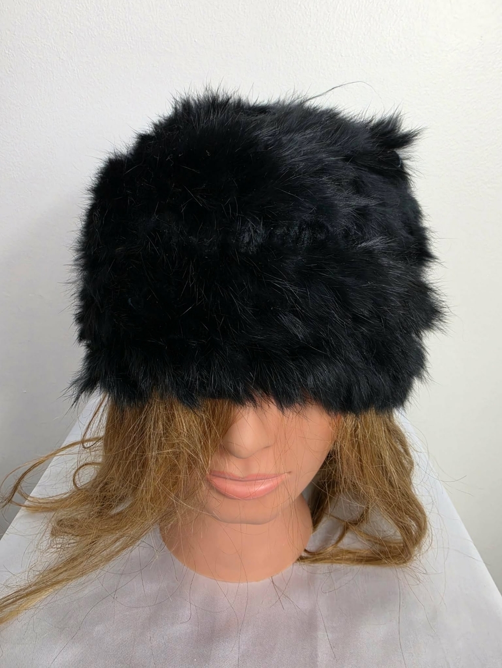 Rabbit Fur Black Hat